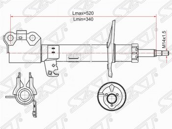 4 599 р. Левый амортизатор передний (2WD, 4WD) SAT Toyota Caldina T240 универсал дорестайлинг (2002-2004)  с доставкой в г. Воронеж. Увеличить фотографию 1