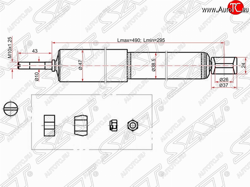 1 599 р. Амортизатор задний SAT  Toyota Caldina ( T190,  T210) - Corolla  E100  с доставкой в г. Воронеж