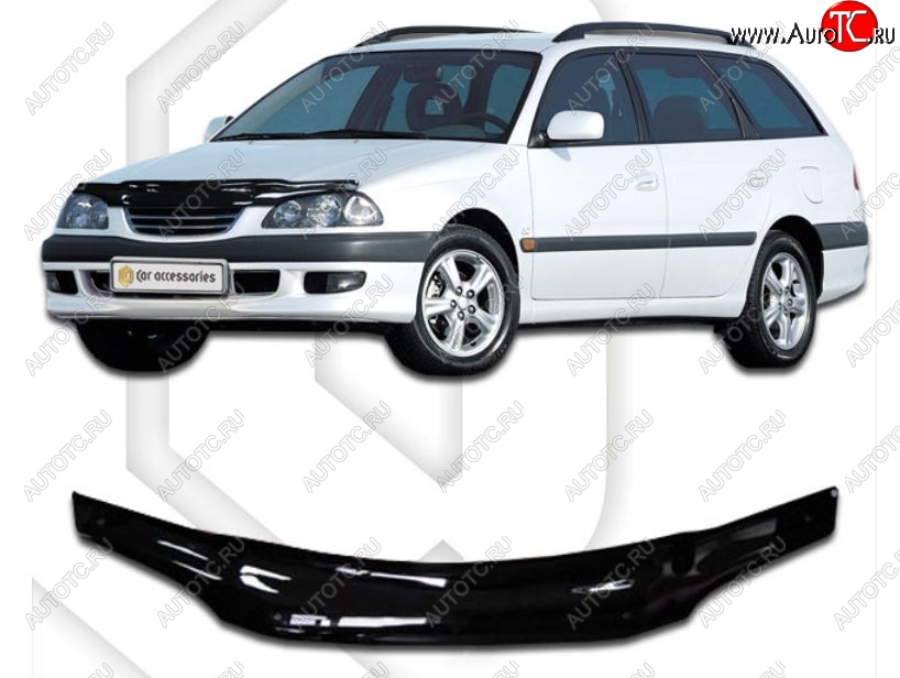 1 999 р. Дефлектор капота CA-Plastiс  Toyota Caldina  T210 (1997-1999) дорестайлинг универсал (Classic черный, Без надписи)  с доставкой в г. Воронеж