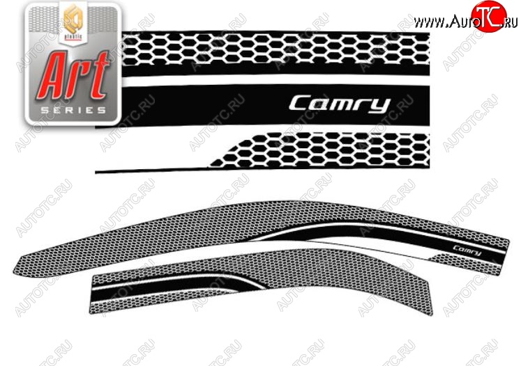 2 299 р. Дефлектора окон CA-Plastic  Toyota Camry  XV55 (2014-2018) 1-ый рестайлинг, 2-ой рестайлинг (Серия Art белая, Без хром.молдинга)  с доставкой в г. Воронеж