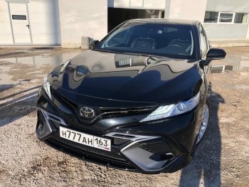 14 699 р. Накладка переднего бампера Yurol Toyota Camry XV70 дорестайлинг (2017-2021) (Неокрашенная)  с доставкой в г. Воронеж. Увеличить фотографию 3