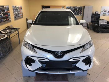 14 699 р. Накладка переднего бампера Yurol Toyota Camry XV70 дорестайлинг (2017-2021) (Неокрашенная)  с доставкой в г. Воронеж. Увеличить фотографию 4