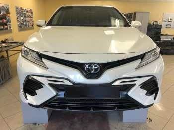 14 699 р. Накладка переднего бампера Yurol Toyota Camry XV70 дорестайлинг (2017-2021) (Неокрашенная)  с доставкой в г. Воронеж. Увеличить фотографию 5