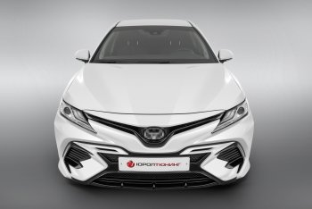 16 999 р. Накладка в центральный воздухозаборник переднего бампера Harius  Toyota Camry  XV70 (2017-2021) дорестайлинг (Неокрашенная)  с доставкой в г. Воронеж. Увеличить фотографию 2