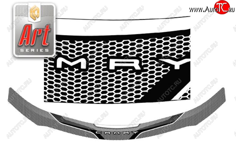 2 199 р. Дефлектор капота CA-Plastiс  Toyota Camry  XV70 (2017-2021) дорестайлинг (Серия Art белая)  с доставкой в г. Воронеж