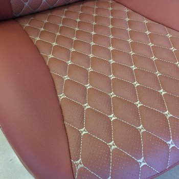 19 699 р. Чехлы для сидений Lord Autofashion Байрон (экокожа)  Toyota Camry  XV70 (2017-2021) дорестайлинг (Коричневый, вставка коричневая, строчка бежевая)  с доставкой в г. Воронеж. Увеличить фотографию 4