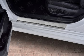 1 889 р. Накладки порожков салона Russtal Toyota Camry XV70 дорестайлинг (2017-2021) (нержавейка полированная)  с доставкой в г. Воронеж. Увеличить фотографию 2