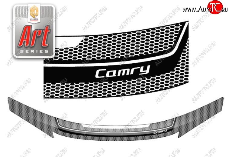 2 399 р. Дефлектор капота (Euro) CA-Plastiс  Toyota Camry  XV50 (2011-2014) дорестайлинг (Серия Art графит)  с доставкой в г. Воронеж