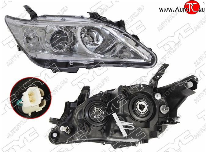 10 649 р. Правая фара передняя TYC (галоген, под корректор, Евросвет) Toyota Camry XV50 дорестайлинг (2011-2014)  с доставкой в г. Воронеж