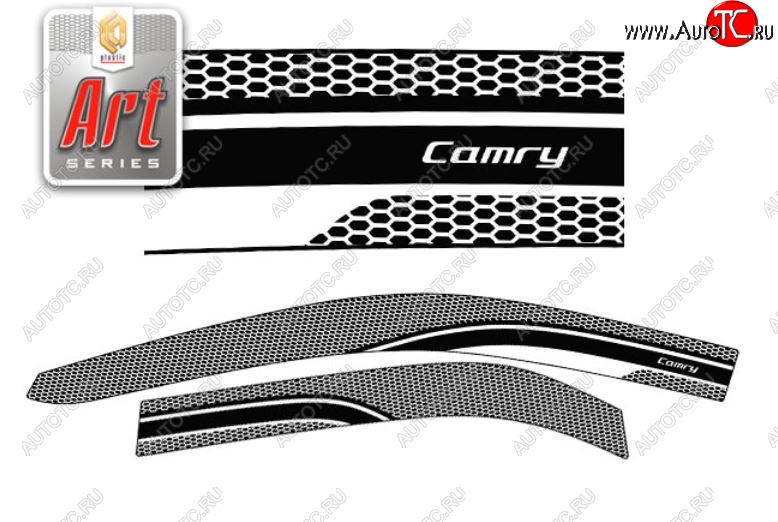 2 299 р. Дефлектора окон (EURO) CA-Plastic  Toyota Camry  XV50 (2011-2014) дорестайлинг (Серия Art белая, Без хром.молдинга)  с доставкой в г. Воронеж