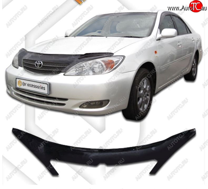 2 399 р. Дефлектор капота CA-Plastiс Toyota Camry XV30 дорестайлинг (2001-2004) (Classic черный, Без надписи)  с доставкой в г. Воронеж