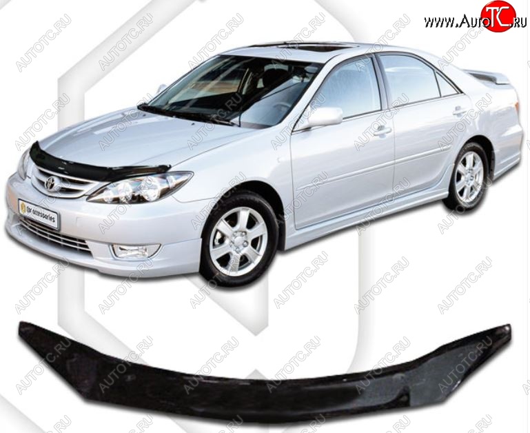 1 999 р. Дефлектор капота CA-Plastiс  Toyota Camry  XV30 (2004-2006) рестайлинг (Classic черный, Без надписи)  с доставкой в г. Воронеж