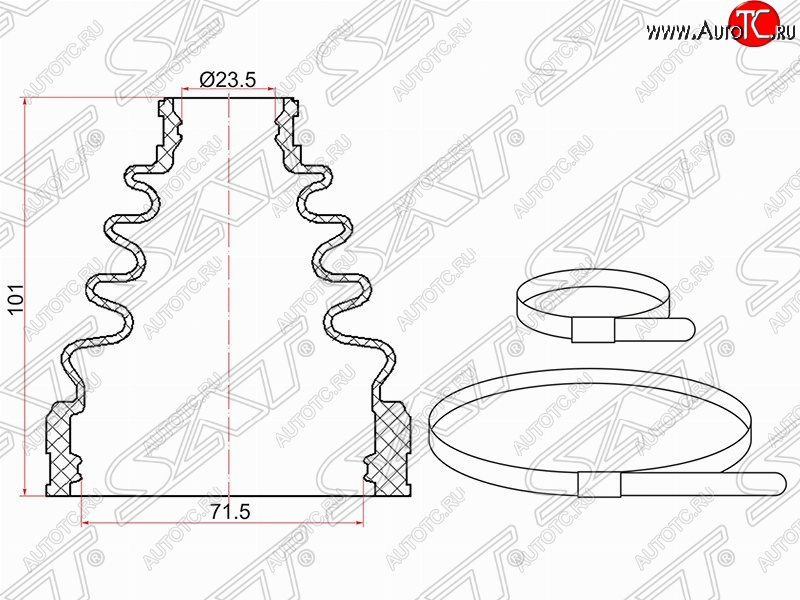339 р. Пыльник ШРУСа (внутренний/передний) SAT Toyota Camry XV30 дорестайлинг (2001-2004)  с доставкой в г. Воронеж