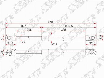 Упор капота SAT (газовый, LH=RH) Toyota Camry XV50 дорестайлинг (2011-2014)