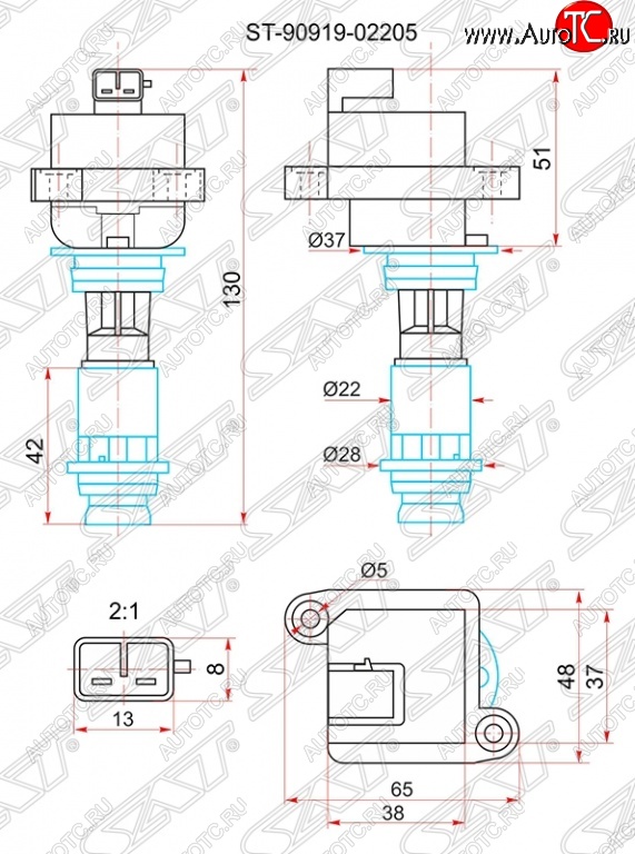 1 699 р. Катушка зажигания SAT Toyota Mark 2 X90 седан (1992-1996)  с доставкой в г. Воронеж