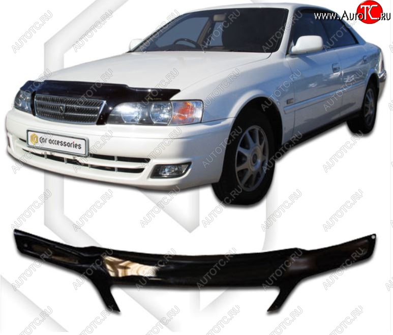 2 199 р. Дефлектор капота CA-Plastiс  Toyota Chaser (1996-2001) (Classic черный, Без надписи)  с доставкой в г. Воронеж