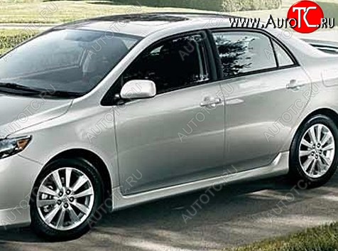 7 399 р. Пороги накладки CT Toyota Corolla E150 седан дорестайлинг (2006-2010) (Неокрашенные)  с доставкой в г. Воронеж