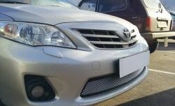 1 539 р. Сетка на бампер Russtal (хром) Toyota Corolla E150 седан рестайлинг (2009-2013)  с доставкой в г. Воронеж. Увеличить фотографию 2