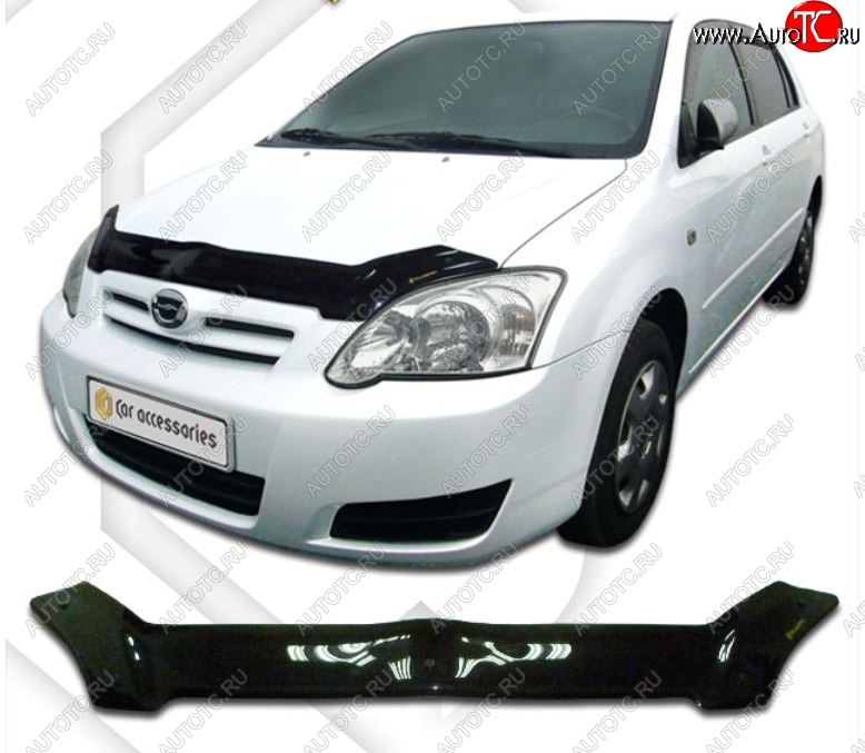 1 999 р. Дефлектор капота (Е121, 123, 124) CA-Plastiс  Toyota Corolla  E120 (2004-2007) хэтчбек рестайлинг (Classic черный, Без надписи)  с доставкой в г. Воронеж