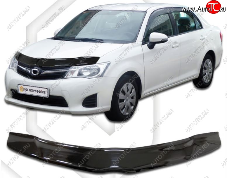 2 079 р. Дефлектор капота CA-Plastiс  Toyota Corolla Axio  (E160) седан (2012-2016) дорестайлинг (Classic черный, Без надписи)  с доставкой в г. Воронеж