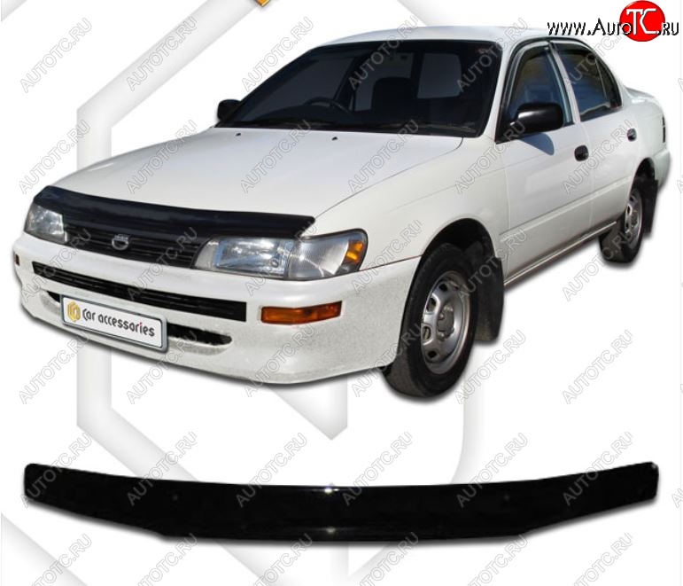1 899 р. Дефлектор капота CA-Plastiс Toyota Corolla E110 седан дорестайлинг (1991-1995) (Classic черный, Без надписи)  с доставкой в г. Воронеж