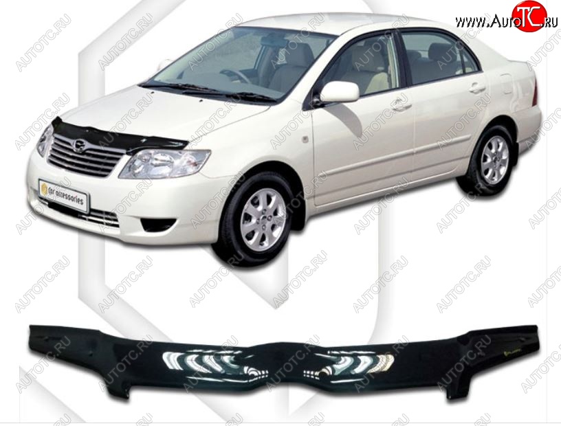 1 999 р. Дефлектор капота CA-Plastiс  Toyota Corolla  E120 (2004-2007) седан рестайлинг (Classic черный, Без надписи)  с доставкой в г. Воронеж