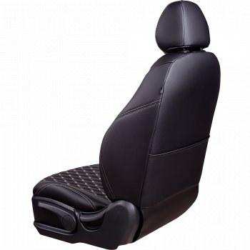 18 349 р. Чехлы для сидений Lord Autofashion Байрон (экокожа, 60/40, отд. бок, 2 П- и 1 Г-образных подголовника)  Toyota Corolla  E120 (2000-2007) седан дорестайлинг, универсал дорестайлинг, седан рестайлинг, универсал рестайлинг (Черный, вставка черная, строчка бежевая)  с доставкой в г. Воронеж. Увеличить фотографию 3