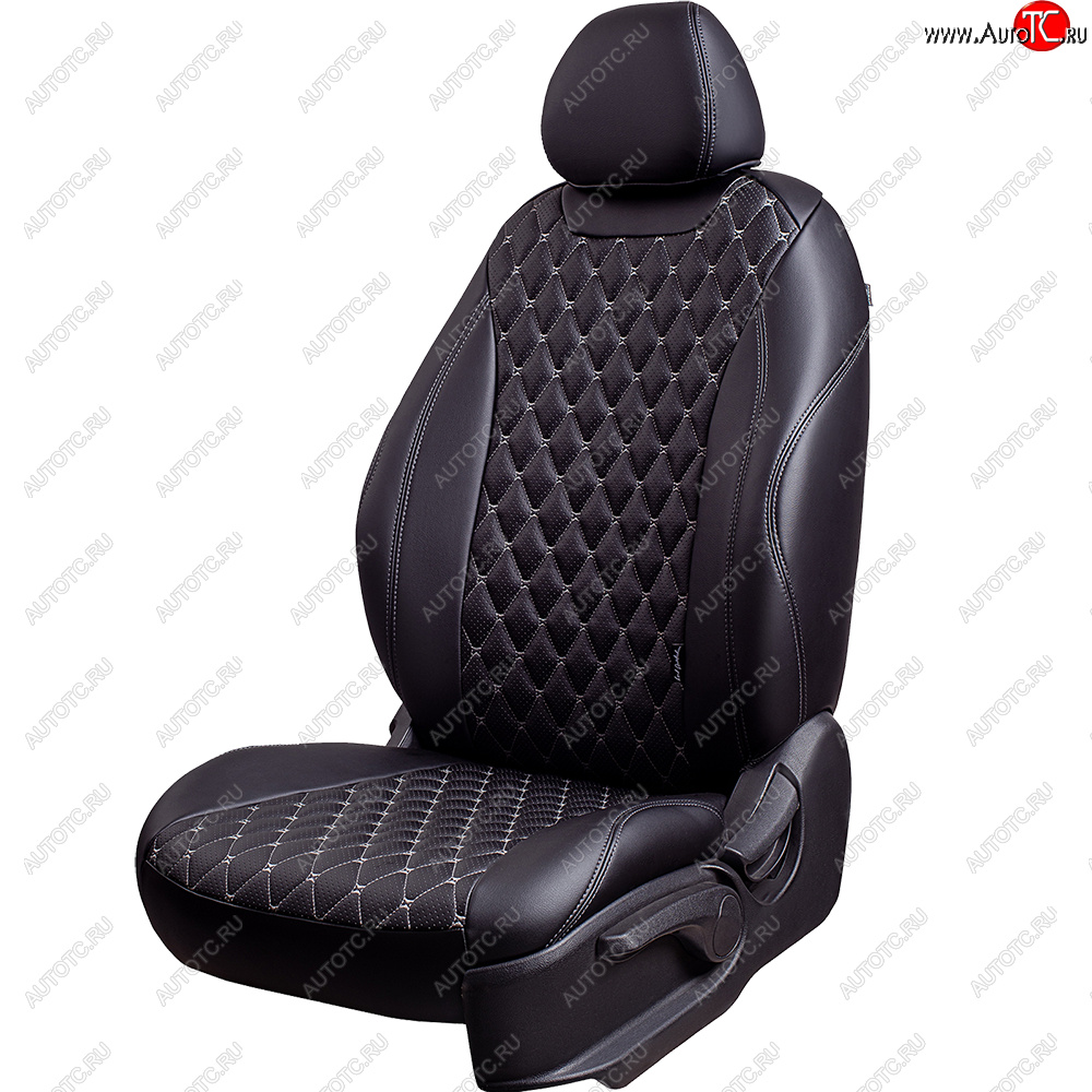 19 699 р. Чехлы для сидений Lord Autofashion Байрон (экокожа, 60/40, отд. бок, 2 П- и 1 Г-образных подголовника)  Toyota Corolla  E120 (2000-2007) седан дорестайлинг, универсал дорестайлинг, седан рестайлинг, универсал рестайлинг (Черный, вставка черная, строчка серая)  с доставкой в г. Воронеж