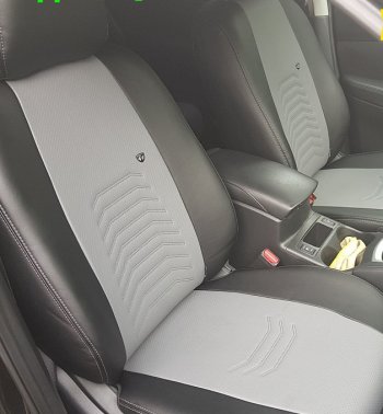 10 949 р. Чехлы для сидений Lord Autofashion Денвер (экокожа)  Toyota Corolla ( E150,  E140) (2006-2013) седан дорестайлинг, седан рестайлинг (Чёрный, вставка серая)  с доставкой в г. Воронеж. Увеличить фотографию 5
