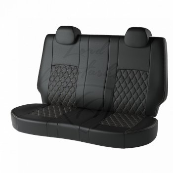 7 199 р. Чехлы для сидений Lord Autofashion Турин Ромб (экокожа)  Toyota Corolla ( E150,  E140) (2006-2013) седан дорестайлинг, седан рестайлинг (Чёрный, вставка чёрная, строчка бежевая)  с доставкой в г. Воронеж. Увеличить фотографию 2