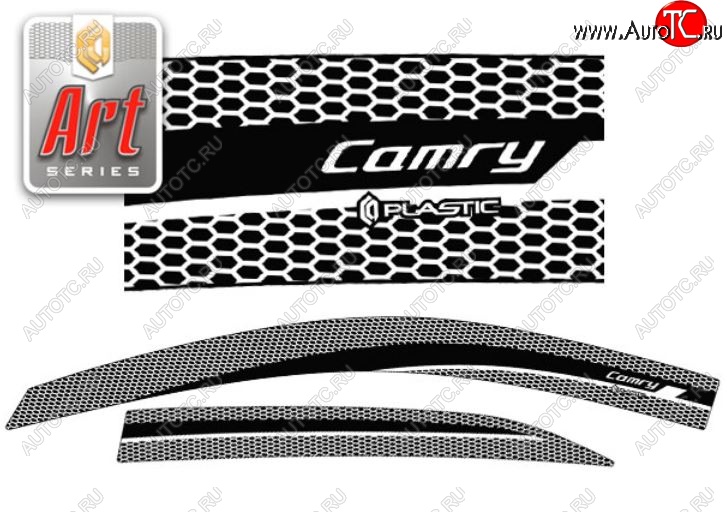 2 159 р. Дефлектора окон CA-Plastic  Toyota Camry  XV40 (2009-2011) рестайлинг (Серия Art графит, Без хром.молдинга, Крепление только на скотч)  с доставкой в г. Воронеж