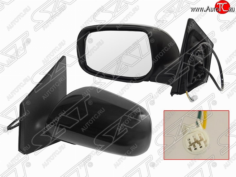 3 299 р. Левое боковое зеркало заднего вида (3 конт./эл. рег-ка) SAT  Toyota Corolla  E150 (2006-2010) седан дорестайлинг (Неокрашенное)  с доставкой в г. Воронеж