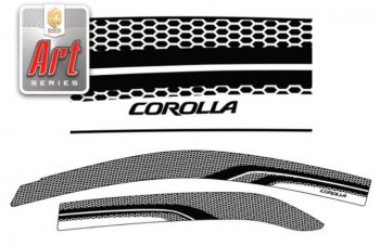 2 199 р. Дефлектора окон CA-Plastic  Toyota Corolla  E150 (2009-2013) седан рестайлинг (Серия Art черная, Без хром.молдинга, Крепление только на скотч)  с доставкой в г. Воронеж. Увеличить фотографию 2