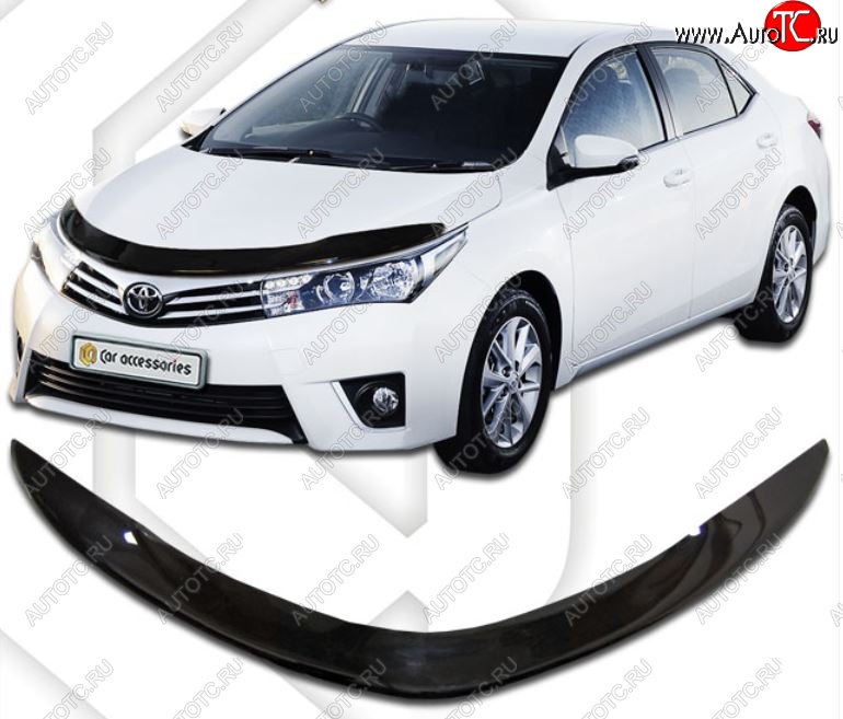 2 079 р. Дефлектор капота CA-Plastiс Toyota Corolla E180 рестайлинг (2016-2019) (Classic черный, Без надписи)  с доставкой в г. Воронеж