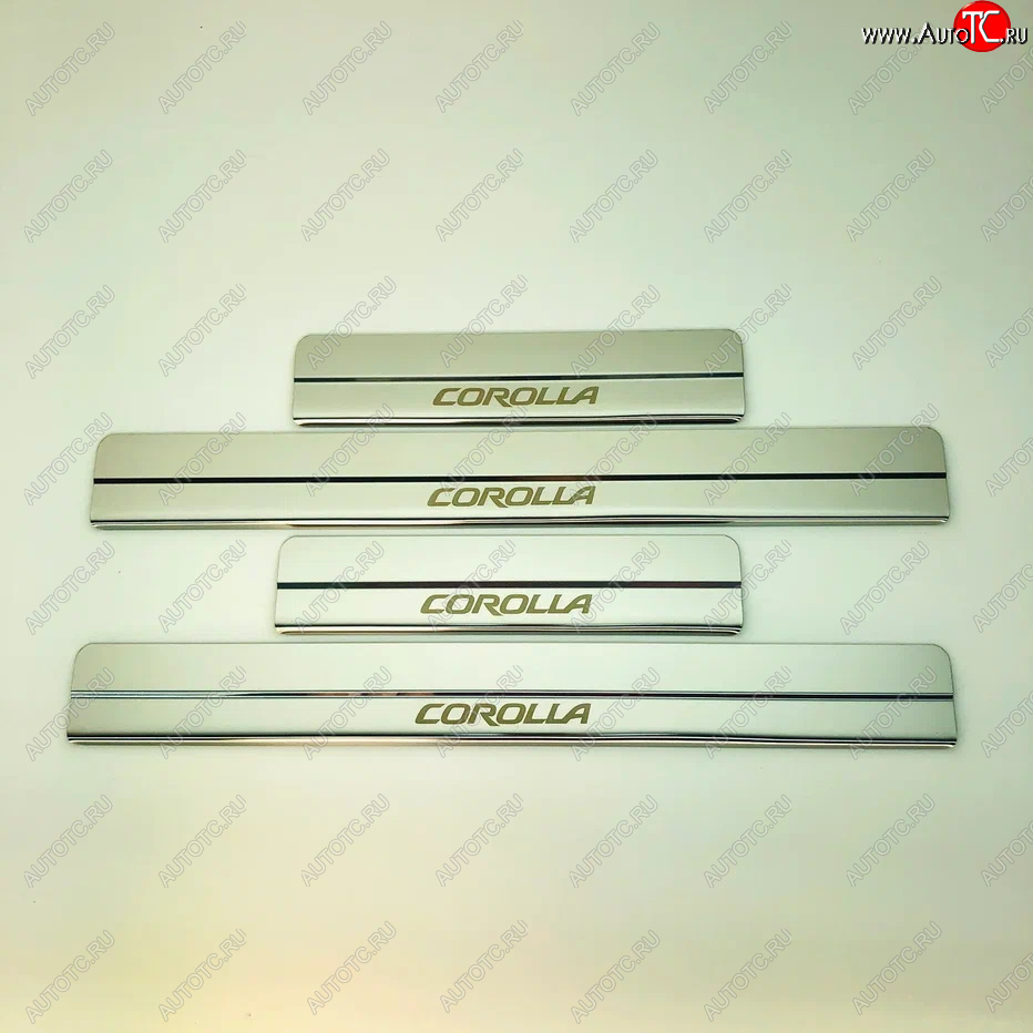 2 199 р. Накладки порожков салона INOX  Toyota Corolla  E210 (2018-2022) седан дорестайлинг, универсал дорестайлинг, хэтчбэк 5 дв. дорестайлинг (Нержавеющая сталь)  с доставкой в г. Воронеж