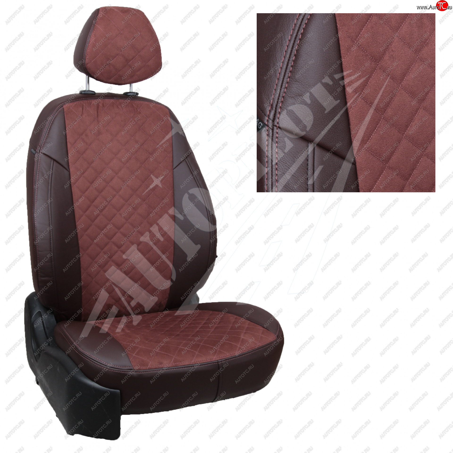14 449 р. Чехлы сидений (40/60 с задним подлокотника, Comfort / Prestige, экокожа/алькантара) AUTOPILOT Ромб   Toyota Corolla  E210 (2018-2022) седан дорестайлинг (Шоколад + Шоколад)  с доставкой в г. Воронеж