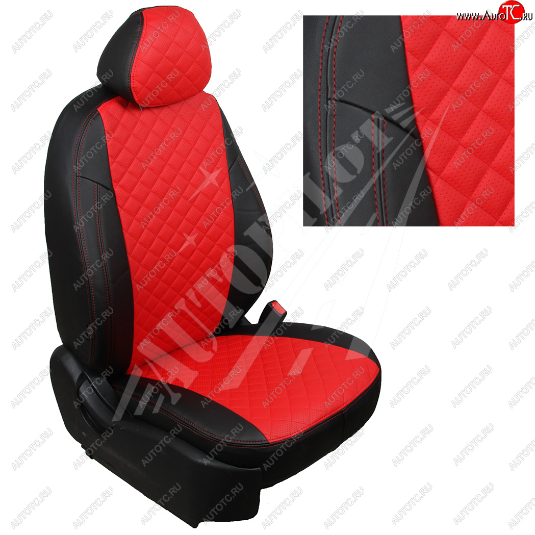 8 749 р. Чехлы сидений AUTOPILOT Экокожа Ромб (40/60 с задним подлокотника, Comfort / Prestige)  Toyota Corolla  E210 (2018-2022) седан дорестайлинг (Черный + Красный)  с доставкой в г. Воронеж