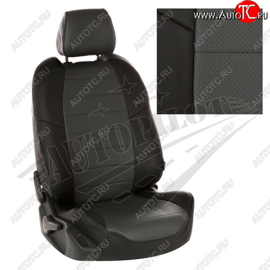 13 849 р. Чехлы сидений AUTOPILOT Экокожа (40/60 с задним подлокотника, Comfort / Prestige)  Toyota Corolla  E210 (2018-2022) седан дорестайлинг (Черный + Темно серый)  с доставкой в г. Воронеж