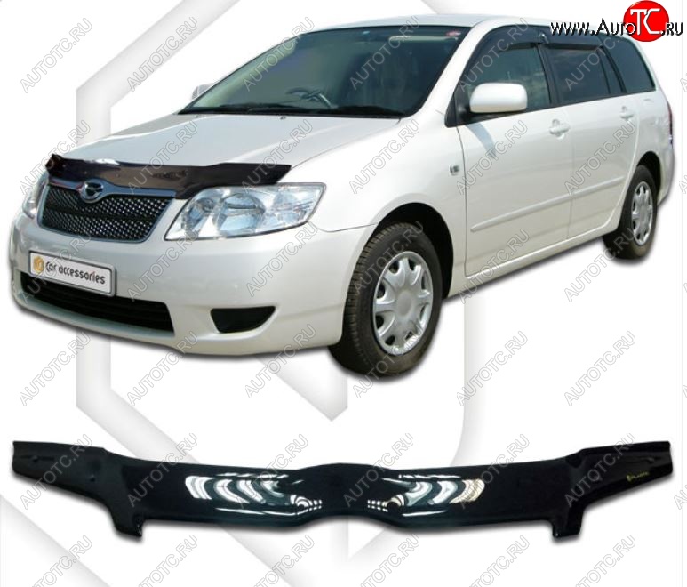 1 999 р. Дефлектор капота CA-Plastiс  Toyota Corolla Fielder  E120 (2004-2006) универсал 2-ой рестайлинг (Classic черный, Без надписи)  с доставкой в г. Воронеж