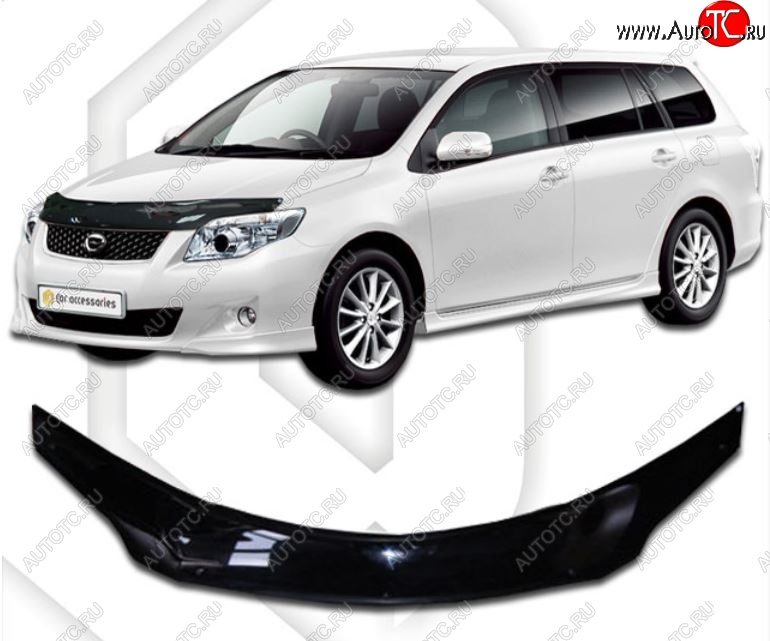 2 079 р. Дефлектор капота CA-Plastiс  Toyota Corolla Fielder  E140 (2006-2012) универсал дорестайлинг, универсал рестайлинг (Classic черный, Без надписи)  с доставкой в г. Воронеж