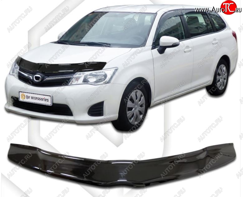 2 079 р. Дефлектор капота CA-Plastiс Toyota Corolla Fielder E160 универсал дорестайлинг (2012-2015) (Classic черный, Без надписи)  с доставкой в г. Воронеж
