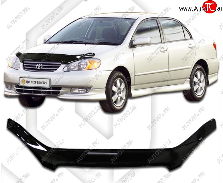 1 999 р. Дефлектор капота CA-Plastiс  Toyota Corolla  E130 (2003-2007) седан USA (Classic черный, Без надписи)  с доставкой в г. Воронеж