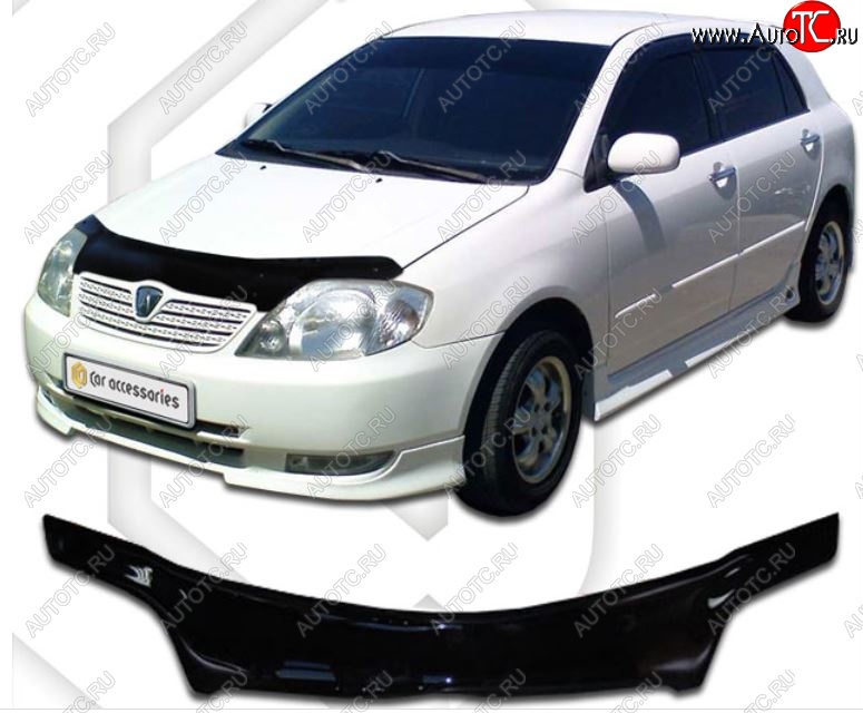2 159 р. Дефлектор капота (E121-124 до 2002) CA-Plastiс Toyota Corolla Runx E120 хэтчбэк 5 дв. дорестайлинг (1999-2002) (Classic черный, Без надписи)  с доставкой в г. Воронеж