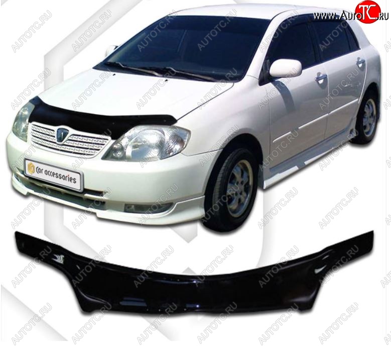 2 159 р. Дефлектор капота CA-Plastiс  Toyota Allex  E12# (2002-2004) рестайлинг (Classic черный, Без надписи)  с доставкой в г. Воронеж