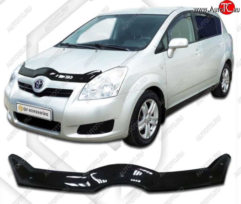 1 999 р. Дефлектор капота CA-Plastiс  Toyota Corolla Verso  AR10 (2004-2009) (Classic черный, Без надписи)  с доставкой в г. Воронеж