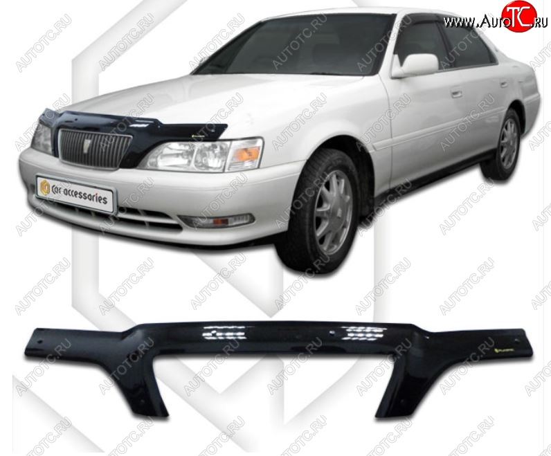 2 159 р. Дефлектор капота CA-Plastiс  Toyota Cresta  X100 (1996-1998) дорестайлинг (Classic черный, Без надписи)  с доставкой в г. Воронеж