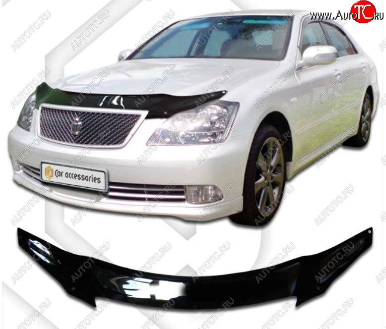 2 199 р. Дефлектор капота CA-Plastiс  Toyota Crown  S180 (2005-2008) седан рестайлинг (Classic черный, Без надписи)  с доставкой в г. Воронеж