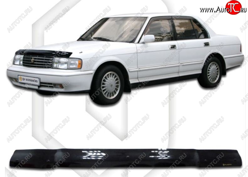 1 899 р. Дефлектор капота CA-Plastiс  Toyota Crown  S130 (1991-1999) седан 2-ой рестайлинг (Classic черный, Без надписи)  с доставкой в г. Воронеж
