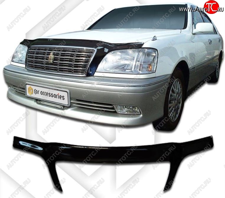 2 599 р. Дефлектор капота CA-Plastiс exclusive  Toyota Crown  S170 (1999-2003) седан (серия Classic черный, Без надписи)  с доставкой в г. Воронеж
