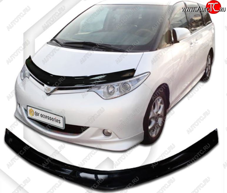 2 199 р. Дефлектор капота CA-Plastic Toyota Estima AHR20,XR50 дорестайлинг (2006-2008) (Classic черный, Без надписи)  с доставкой в г. Воронеж